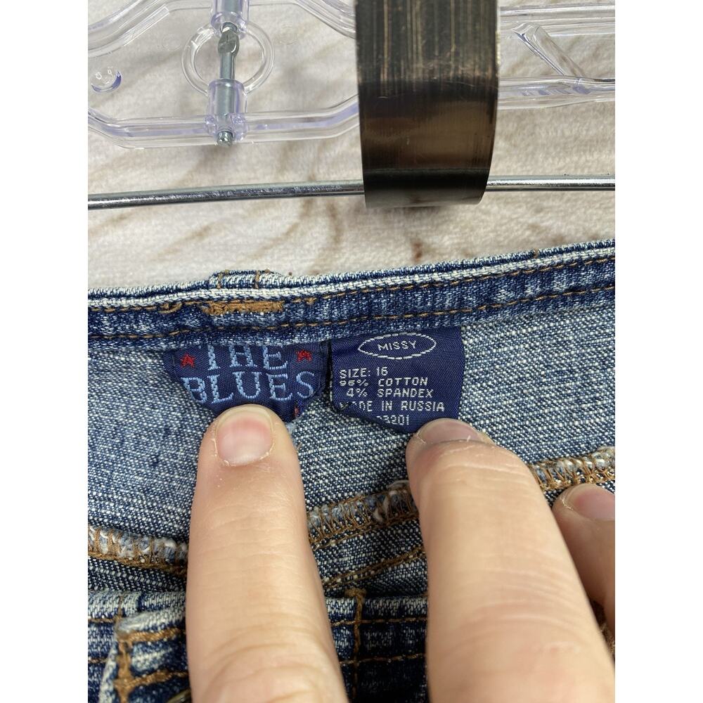 Vtg The Blues Womens Jeans Sz 16 Blue Denim & Corduroy Wide Leg High Rise Retro - Picture 3 of 9